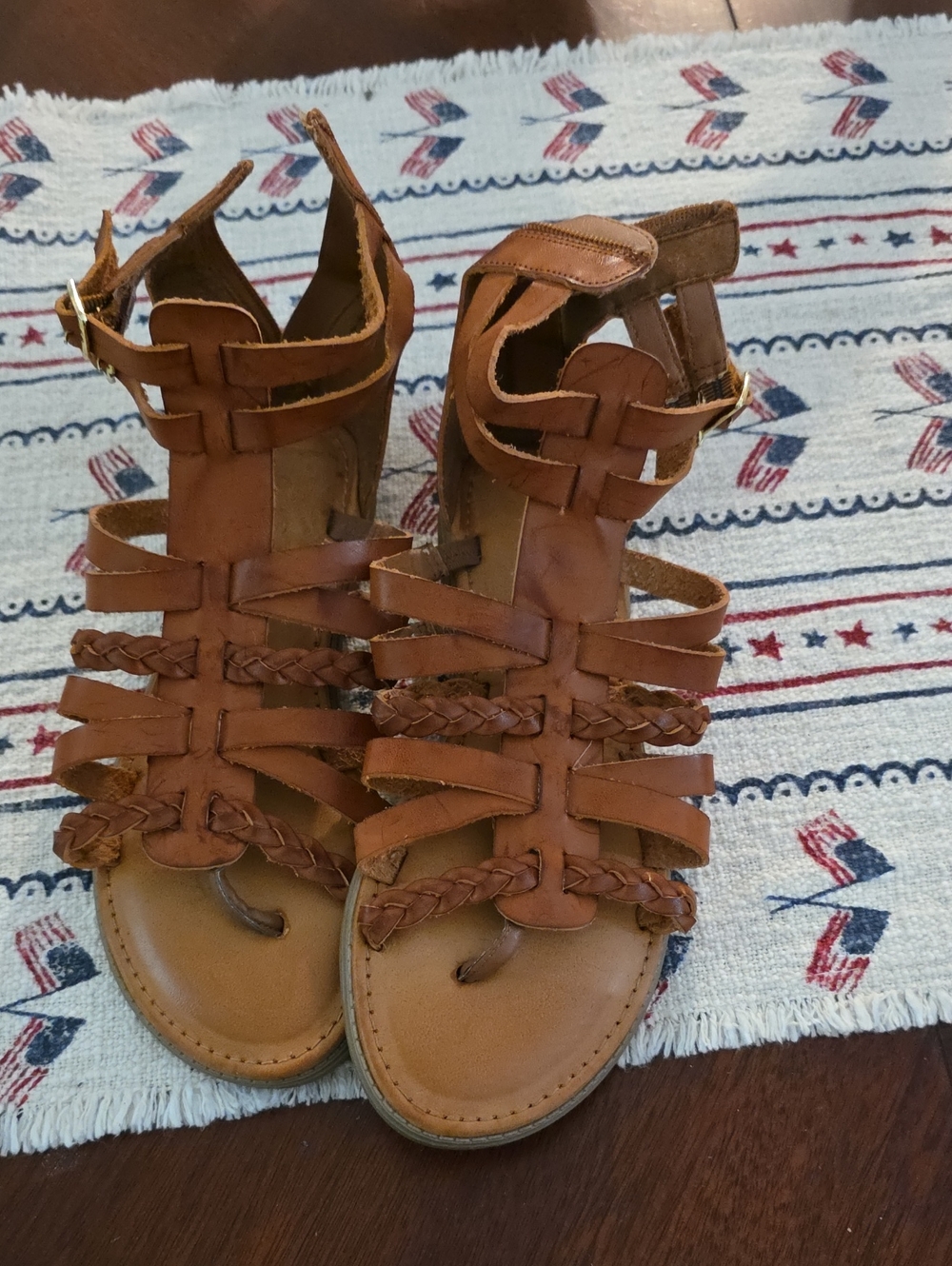 Women's Tan Braided Gladiator Sandals